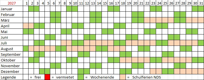 Buchungskalender f�r 2025