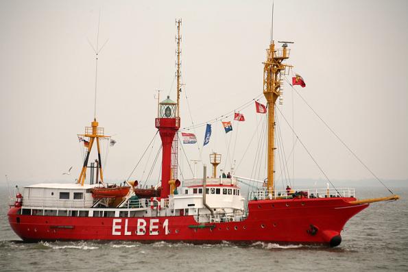 Feuerschiff Elbe 1 in Aktion, nun als Museumsschiff zu besichtigen